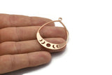 Rose Gold Drop Charm, 2 Rose Gold Plated Brass Moon Phases Charms With 1 Loop, Pendants (49x36x0.80mm) M1007 Q1048