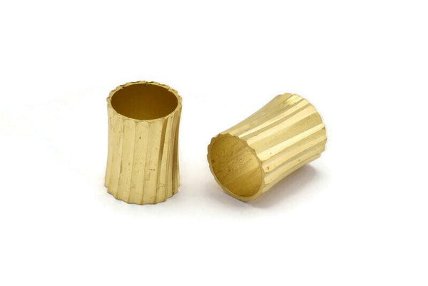 Brass Tube Bead, 12 Raw Brass Textured Tube Beads (13x10mm) BS 2197