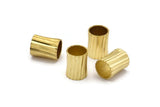 Brass Tube Bead, 12 Raw Brass Textured Tube Beads (13x10mm) BS 2197