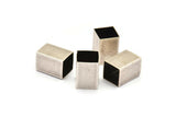 Geometric Tube Bead, 6 Huge Antique Silver Plated Brass Square Tube Beads (14x20mm) H0116