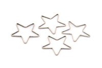 Antique Silver Star Charm, 12 Antique Silver Plated Brass Open Star Charms (24x0.8x0.6mm) BS 1078 H0136