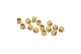 Square Cube Bead, 100 Raw Brass Square Cube Beads (4x4mm) Bs 1148--N0547