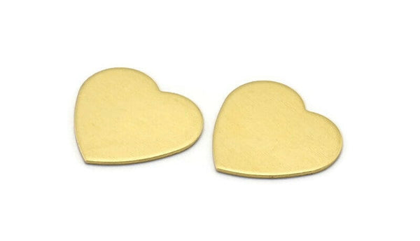 Brass Heart Blank, 12 Raw Brass Heart Stamping Blanks Without Holes (19x20x0.80mm) B0200