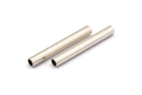 Industrial Long Tube, 6 Antique Silver Plated Brass Industrial Long Tube Beads (5x40mm) R032 H0113