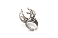 Claw Ring Settings - Antique Silver Plated Brass 8 Claw Ring Blanks For Natural Stones V135 H1326