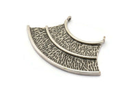 Antique Silver Channel Pendant, 1 Antique Silver Plated Brass Channel Pendants with 2 Loops (48x21x1mm) U088 H0378