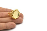 Lady Ring Settings, 1 Gold Plated Lady Ring Setting with Pad Size 18mm U050 Q0245