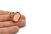 Lady Ring Settings, 1 Rose Gold Plated Lady Ring Setting with Pad Size 18mm U050 Q0245