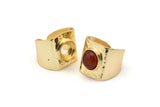 Adjustable Ring Setting, 1 Gold Plated Brass Adjustable Ring With 1 Pad E271 Q0707