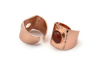 Adjustable Ring Setting, 1 Rose Gold Plated Brass Adjustable Ring With 1 Pad E271 Q0707