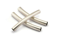 Antique Silver Noodle Tube, 6 Antique Silver Plated Brass Curved Tube Findings (6x50mm) Bt003 Brc257 H0521