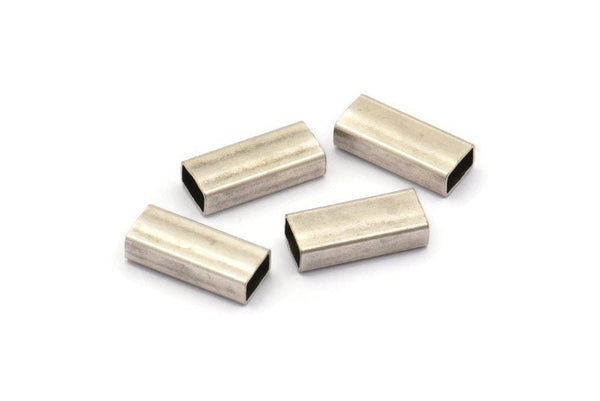 Rectangle Tube Beads, 24 Antique Silver Plated Brass Rectangle Shaped Tubes (12x5x3mm) A0648 H0539