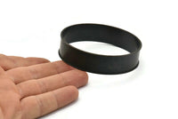 Black Channel Bracelet, Oxidized Black Brass Channel Bangle Settings -Glue On- (17x66.5mm) V036