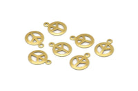 Brass Peace Charm, 250 Raw Brass Peace Sign Charms (10mm) Brs A0233