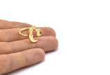 Gold Ring Settings, Gold Plated Brass Moon And Planet Ring With 1 Stone Setting - Pad Size 6mm N1495