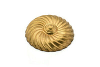 Vintage Brass Spiral, 1 Vintage Spiral Raw Brass Cabochon Pendant (37mm) B-9