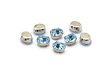 10 Blue Topaz Swarovski Crystal Silver Prong Setting 10x8 Mm