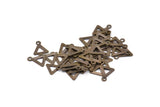 Bohemian Triangle Charms, 100 Antique Brass Triangle Charms With Loop (8x9.3mm) A0783