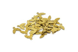 Brass Leaf Charm, 50 Raw Brass Leaf Charms  (9x9.5mm)  A0500