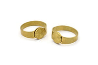 Brass Ring Setting, 10 Raw Brass Adjustable Ring Blanks (18-19mm) Mn51