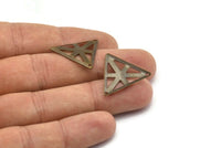 Antique Bronze Triangle, 20 Antique Bronze Triangle Pendants with 2 Holes (22x25mm) Pen 3022 K208