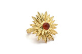 Gold Ring Settings,  Gold Plated Brass Adjustable Sunflower Rings - Pad Size 6mm N0739 Q0474