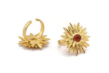 Gold Ring Settings,  Gold Plated Brass Adjustable Sunflower Rings - Pad Size 6mm N0739 Q0474