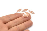 Rose Gold Eye Charm, 12 Rose Gold Plated Brass Eye Connectors With 2 Loops, Pendants, Earrings (18x7x1mm) D1143 Q0875