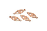 Rose Gold Eye Charm, 12 Rose Gold Plated Brass Eye Connectors With 2 Loops, Pendants, Earrings (18x7x1mm) D1143 Q0875