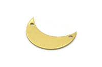 Crescent Necklace Bracelet Charm, 10 Raw Brass Moons With 2 Holes, Charms, (25x9x0.80mm) Moon2