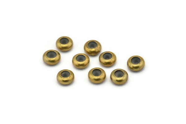 Brass Bead Keeper, 12 Raw Brass Bead Keeper, Silicone And Brass, Rondelle (6x3mm) Y312 Y067