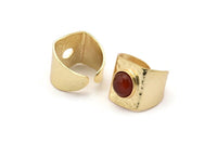 Adjustable Ring Setting, 1 Gold Plated Brass Adjustable Ring With 1 Pad E271 Q0707