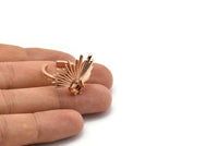 Rose Gold Ring Settings, Rose Gold Plated Brass Adjustable Sunlight Rings - Pad Size 6mm N0731 Q0817