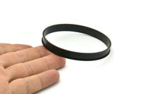 Black Channel Bracelet, Oxidized Black Brass Channel Bangle Settings -Glue On- (8x66.5mm) V032