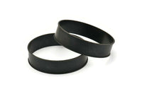 Black Channel Bracelet, Oxidized Black Brass Channel Bangle Settings -Glue On- (17x66.5mm) V036