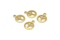 Brass Peace Charm, 250 Raw Brass Peace Sign Charms (10mm) Brs A0233