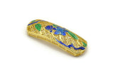 Enamel Bracelet Part, 2 Brass Parts for Bracelets (41x14mm)  B-5