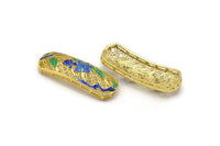 Enamel Bracelet Part, 2 Brass Parts for Bracelets (41x14mm)  B-5