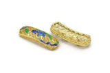 Enamel Bracelet Part, 2 Brass Parts for Bracelets (41x14mm)  B-5