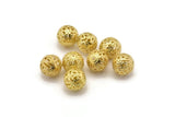 10 Raw Brass Filigree Ball Beads , Findings (12 Mm)   D0201--C040