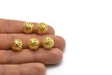 10 Raw Brass Filigree Ball Beads , Findings (12 Mm)   D0201--C040