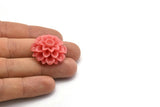 2 Pcs Coral Pink 30 Mm Chrysanthemum Cabochon T033