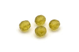 Vintage Faceted Bead, 10 Vintage Glass Faceted Olive Green Beads  (7mm) Cv20 CF27