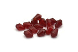 20 Vintage Faceted Cubic Diamond Garnet Red Beads  ( 9x6 mm ) CF02