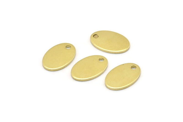 Brass Oval Charm, 50 Raw Brass Oval Charms With 1 Hole, Blanks (11x8x0.80mm) M02571