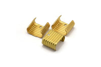 25 Raw Brass Wide Leather Crimp Ends With Hole (14 X 7 Mm) D0402