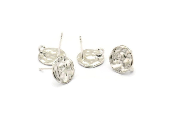 Silver Round Earring, 2 925 Silver Round Earring Studs, With 1 Loop (11mm) N1213