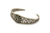 Silver Sun Cuff, Antique Silver Plated Brass Sun Cuff Stone Setting With 1 Pad -  Pad Size 4mm N1683 H1412