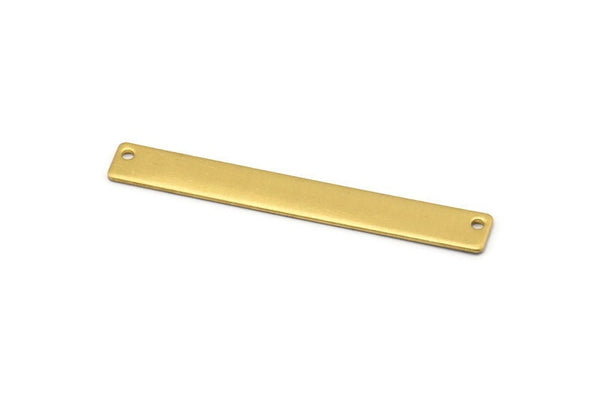 Brass Necklace Bar, 10 Raw Brass Rectangle Stamping Blanks With 2 Holes, Minimalist Pendanta (54x7x0.80mm) D0293