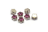 3 Silver Plated Purple Swarovski Rhinestone Prong Setting (10x7mm) Y269 Y261